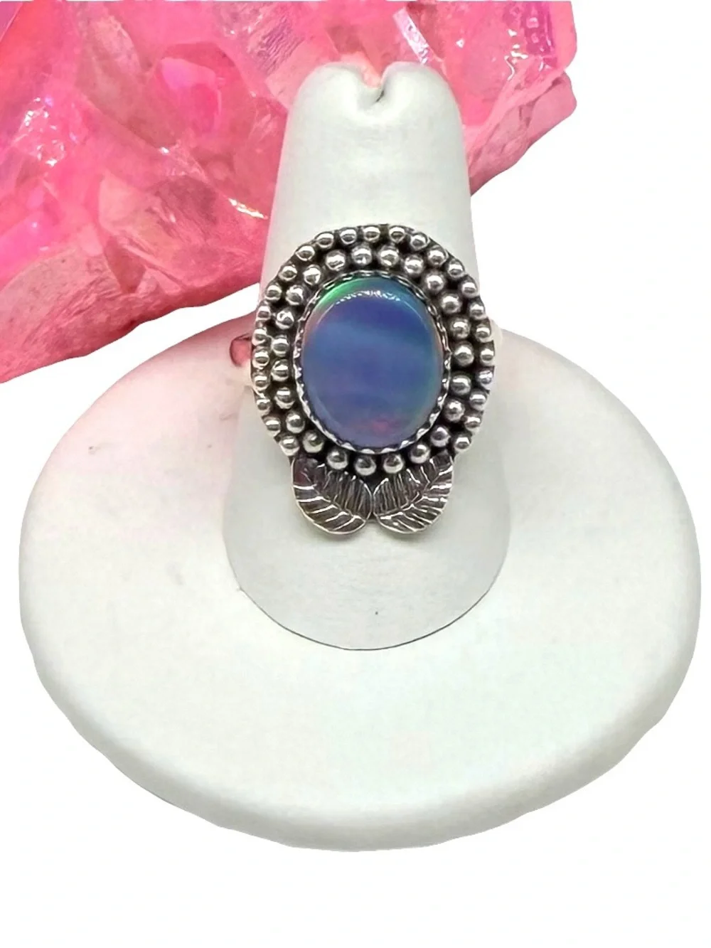 Aurora Fire Opal Ring Size 8 Solid 925 Sterling Silver
